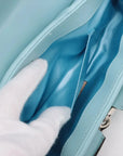 Pre-Loved Horsebit Chain Shoulder Bag Quilted Leather Small with Silver Hardware, Light Blue