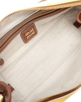 Pre-Loved Bowling Bag Handbag Striped Canvas Small with Gold Hardware, Beige Multicolor
