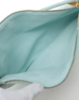 Pre-Loved Knot Shoulder Bag Suede Small with Gold Hardware, Light Blue