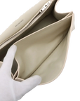 Pre-Loved Crush Sling Shoulder Bag Leather Small with Silver Hardware, Cream