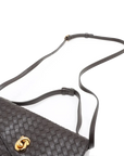 Pre-Loved Andiamo Crossbody Bag Intrecciato Leather Small with Gold Hardware, Dark Brown