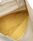 Pre-Loved Cabas Bi-Cabas Vertical Tote Leather with Gold Hardware, White and Yellow