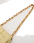 Pre-Loved Chain Cassette Shoulder Bag Intrecciato Leather with Gold Hardware, Pale Yellow