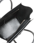 Pre-Loved Luggage Tote Leather Mini with Gold Hardware, Black and White
