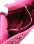Pre-Loved Crystal Matelassé Shoulder Bag Matelassé Leather with Silver Hardware, Pink