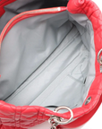 Pre-Loved Lady Dior Soft Shopping Tote Cannage Leather Large with Silver Hardware, Red