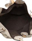 Pre-Loved Mahina XL Shoulder Bag Monogram Leather XL with Gold Hardware, Off-White