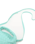 Pre-Loved Hop Handbag Intrecciato Leather Mini with Gold Hardware, Aqua Green