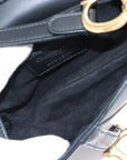 Pre-Loved Saddle Shoulder Bag Leather Mini with Gold Hardware, Black