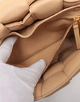 Pre-Loved Padded Cassette Crossbody Bag Intrecciato Leather with Gold Hardware, Beige