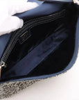 Pre-Loved Mamma Baguette Shoulder Bag Sequined with Silver Hardware, Silver