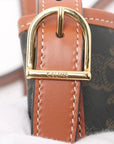 Pre-Loved Triomphe Drawstring Bucket Bucket Bag Triomphe Canvas Coated Small with Gold Hardware, Brown