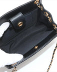 Pre-Loved CC Chain Logo Quilted Chain Bag Shoulder Bag Quilted Leather Small with Gold Hardware, Black