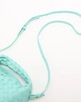 Pre-Loved Hop Crossbody Bag Intrecciato Leather Mini with Gold Hardware, Turquoise