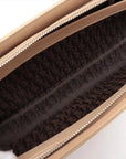 Pre-Loved Lady Dior East West Handbag Cannage Suede with Silver Hardware, Beige