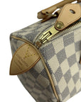 Pre-Loved Speedy Handbag Damier Azur Coated Canvas 25 with Gold Hardware, Cream
