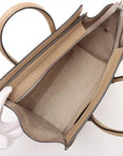 Pre-Loved Luggage Tote Leather Micro with Silver Hardware, Beige