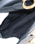 Pre-Loved Saddle Shoulder Bag Leather Mini with Gold Hardware, Black