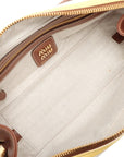 Pre-Loved Bowling Bag Handbag Striped Canvas Small with Gold Hardware, Beige Multicolor