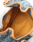Pre-Loved Pleaty Handbag Monogram Denim Small with Gold Hardware, Blue