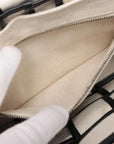 Pre-Loved Cassette Crossbody Bag Intrecciato Canvas with Silver Hardware, Cream
