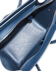 Pre-Loved Luggage Tote Leather Micro with Rose Gold Hardware, Navy, Yellow, and Beige