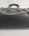 Pre-Loved Luggage Tote Leather Micro with Silver Hardware, Black