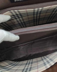 Pre-Loved Tote Leather with Silver Hardware, Dark Brown