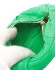 Pre-Loved Jodie Handbag Intrecciato Leather Mini with Gold Hardware, Green