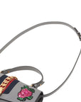 Pre-Loved Sylvie Handbag Floral Leather Medium with Gold Hardware, Gray