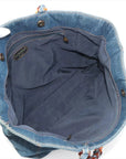 Pre-Loved CC Denim Tote Denim with Tortoise Shell Hardware, Blue