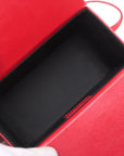 Pre-Loved Lady Dior Vanity Handbag Cannage Leather Mini with Silver Hardware, Red