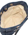 Pre-Loved Deauville Tote Denim Small with Gold Hardware, Navy Blue