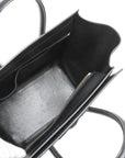 Pre-Loved Luggage Tote Leather Mini with Gold Hardware, Black and White