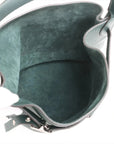 Pre-Loved Big Bag Bucket Bucket Bag Leather Nano with Silver Hardware, Dark Green