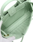 Pre-Loved Andiamo Tote Intrecciato Leather Small with Gold Hardware, Mint Green