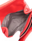 Pre-Loved Intrecciato Clutch Clutch Intrecciato Leather with Silver Hardware, Coral Red