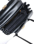 Pre-Loved Nappa Leather Shoulder Bag Leather with Gold Hardware, Black