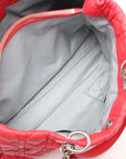Pre-Loved Lady Dior Soft Shopping Tote Cannage Leather Large with Silver Hardware, Red