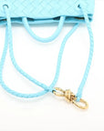 Pre-Loved Andiamo Handbag Intrecciato Leather Small with Gold Hardware, Light Blue