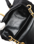 Pre-Loved Bowling Bag Handbag Quilted Velvet Mini with Aged Gold Hardware, Black