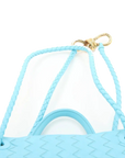 Pre-Loved Andiamo Handbag Intrecciato Leather Small with Gold Hardware, Light Blue