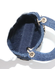 Pre-Loved Lady Dior Handbag Denim Mini with Gold Hardware, Blue