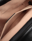 Pre-Loved GG Marmont Shoulder Bag Monogram Coated Canvas Mini with Gold Hardware, Beige / Ebony with Black Leather Trim