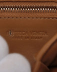 Pre-Loved Padded Cassette Crossbody Bag Intrecciato Leather Small with Gold Hardware, Tan