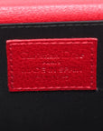 Pre-Loved Lady Dior Vanity Handbag Cannage Leather Mini with Silver Hardware, Red