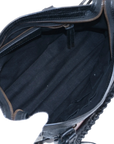 Pre-Loved Classic City Handbag Striped Leather Small with Aged Bronze Hardware, Black, White, Pink, Red