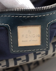 Pre-Loved Mamma Baguette Shoulder Bag Zucchino Coated Canvas with Silver Hardware, Grey / Navy