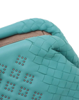Pre-Loved The Lauren 1980 Clutch Intrecciato Leather with Silver Hardware, Turquoise