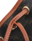 Pre-Loved Triomphe Drawstring Bucket Bucket Bag Triomphe Canvas Coated Small with Gold Hardware, Brown
